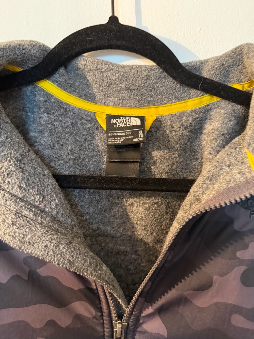 The North Face Gray Fleece-Lined Jacket with Yellow Trim